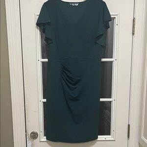 ALLEGRA K - Chic Teal Midi Dress with Ruffle Sleeves